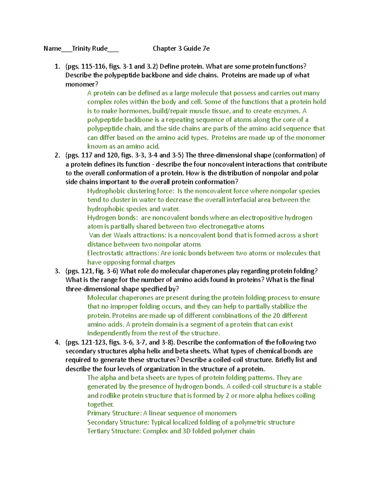 Bio-333 Chapter 3 Protein Structure and Function Study Guide - Studocu