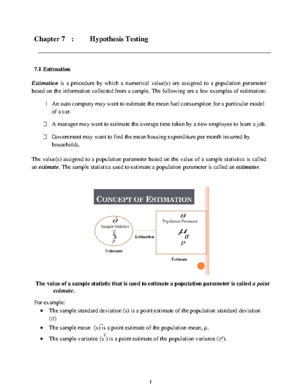 Chapter 7: Hypothesis Testing and Estimation Techniques - Studocu
