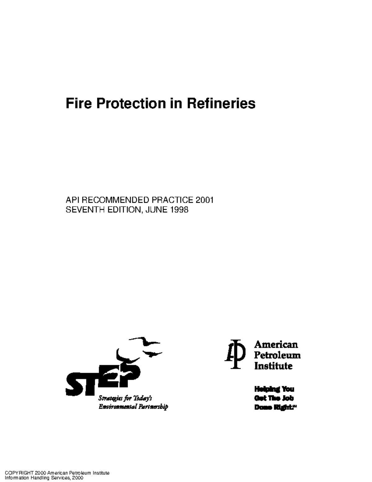 Fire Protection in Refineries: API Recommended Practice 2001 - Studocu