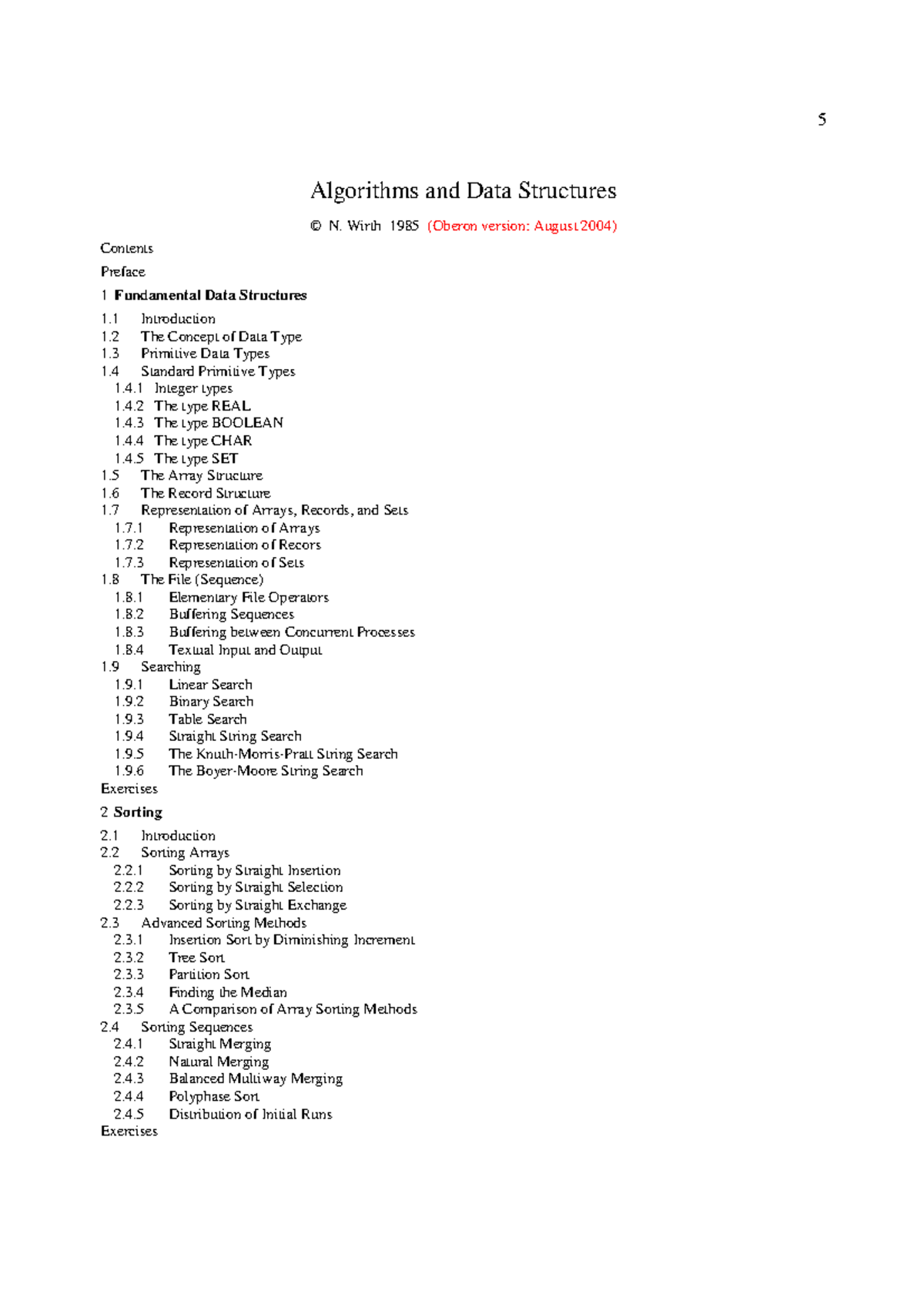 Algorithms and Data Structures (CS 101) - N. Wirth 1985 Edition - Studocu