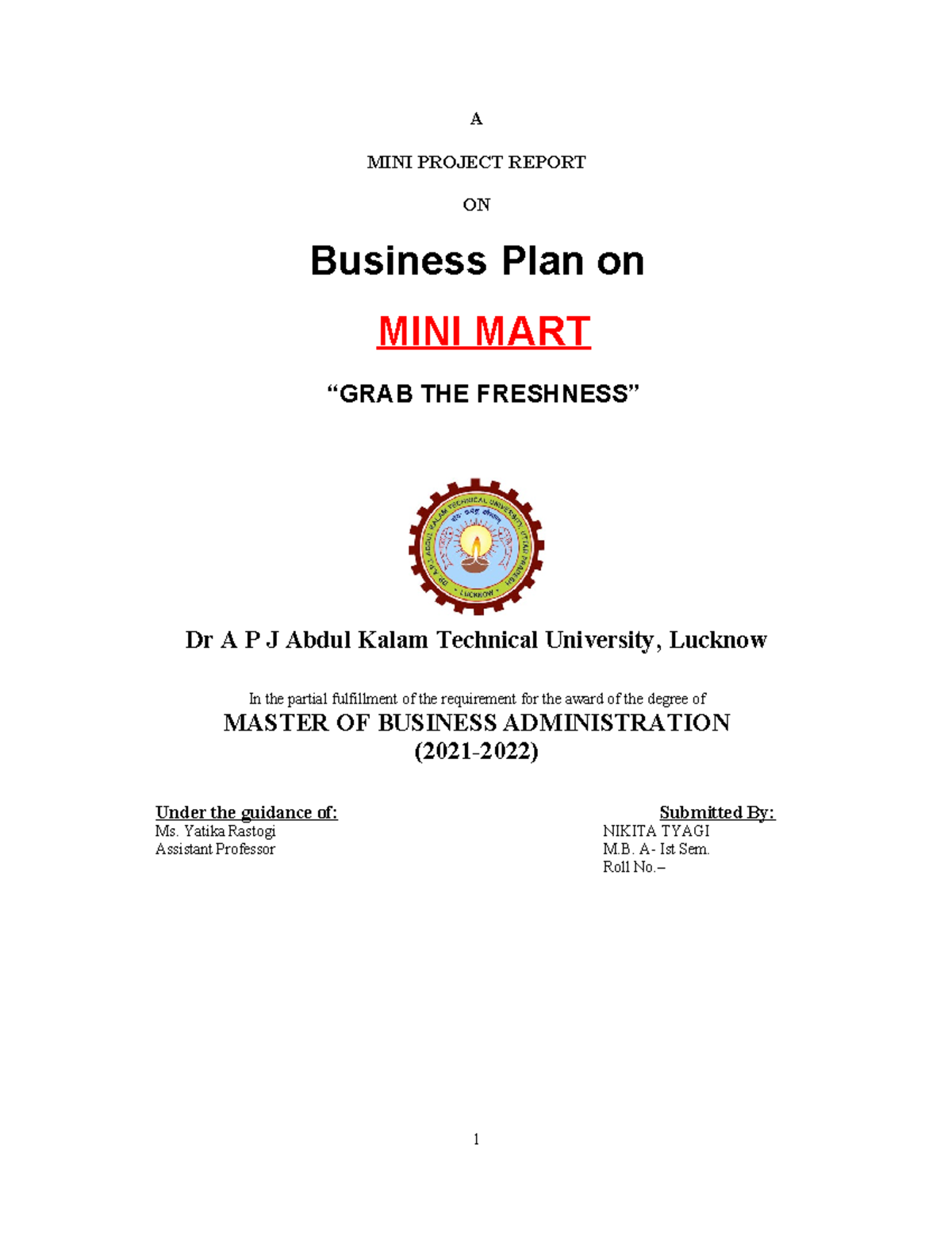 623173756 MBA Mini Project: Business Plan for Mini Mart 2072 2 - Studocu