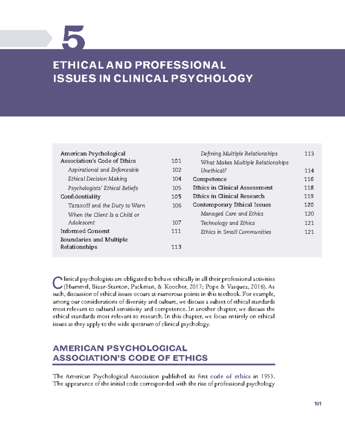 Chapter 5: Ethical and Professional Issues in Clinical Psychology (PSY ...