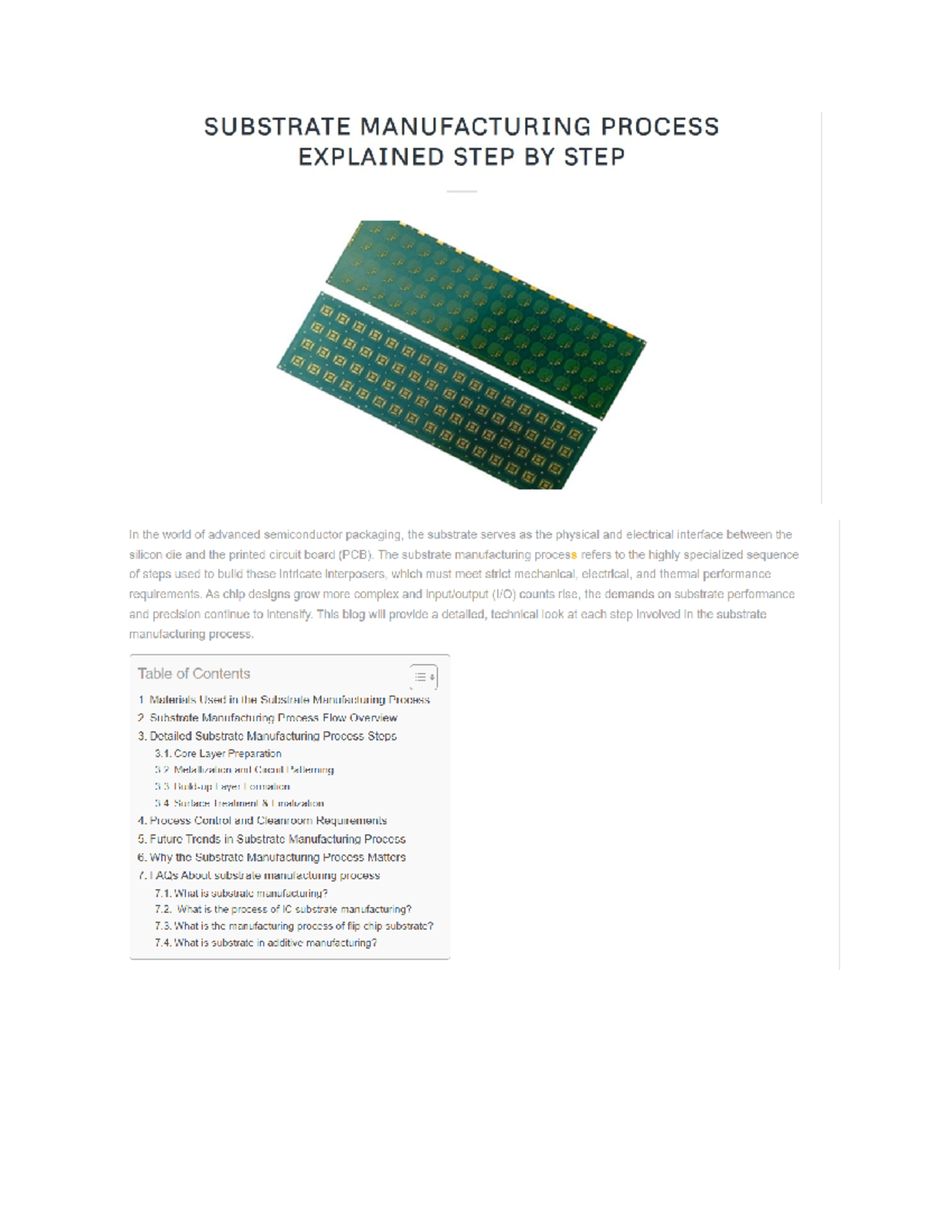 SUBSTRATE MANUFACTURING PROCESS: A DETAILED GUIDE - Studocu