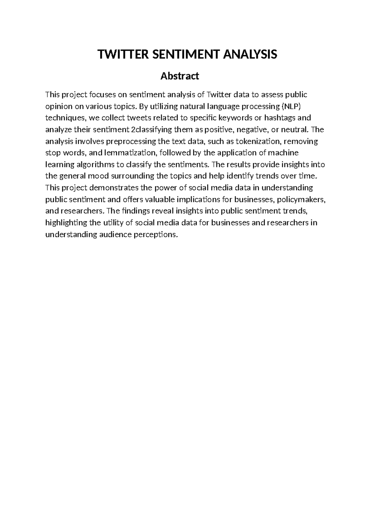 Twitter Sentiment Analysis Using NLP Techniques for Public Opinion ...