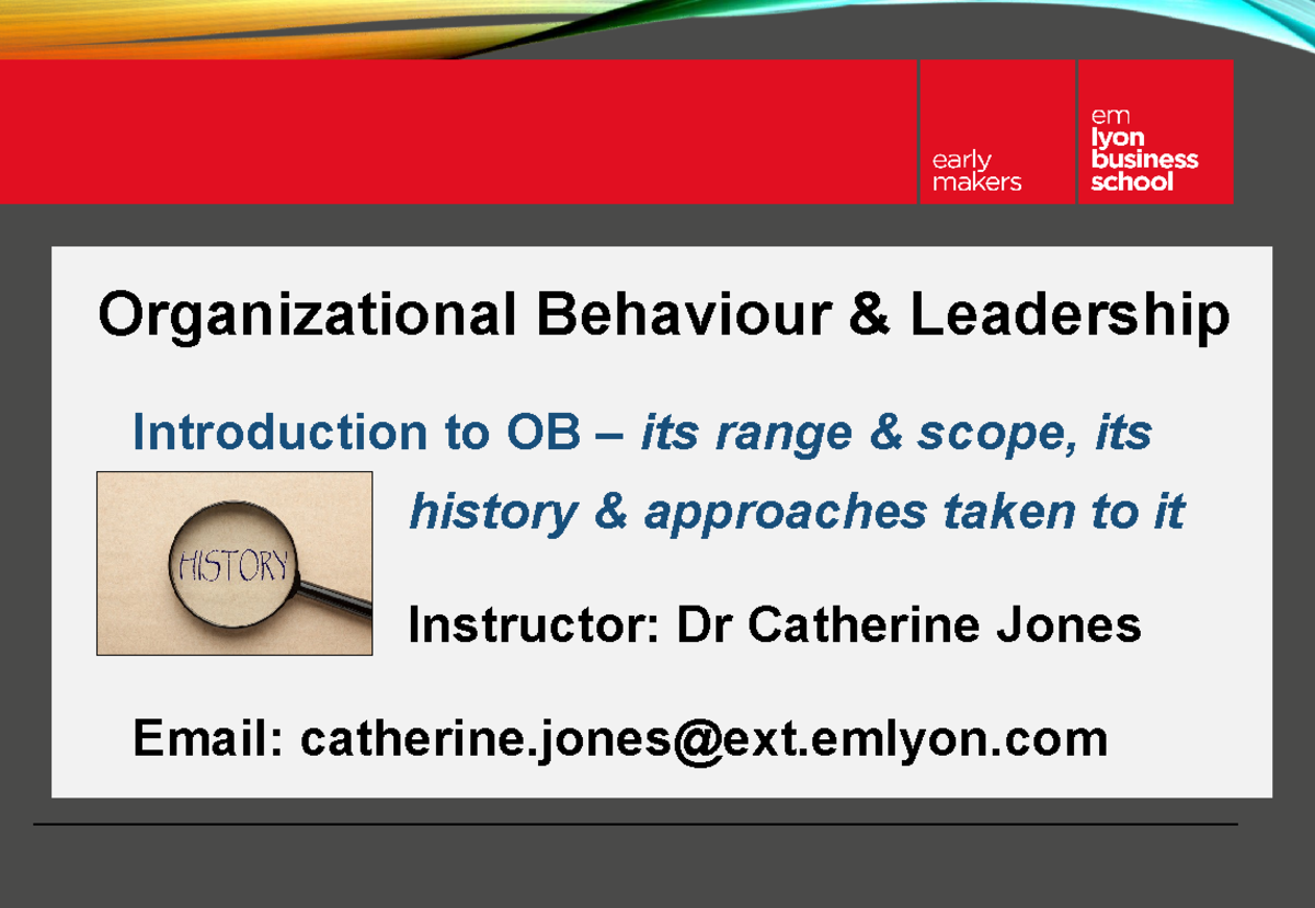 OB L: Introduction to Organizational Behaviour and Leadership - Studocu