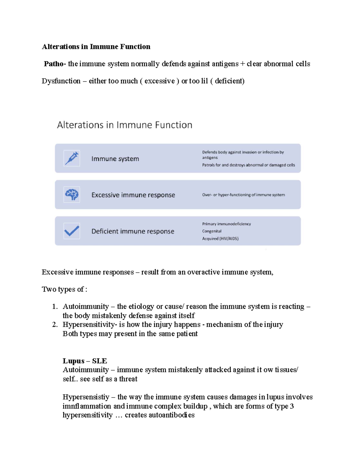 SLE Autoimmunity and Hypersensitivity: Immune Function Alterations ...