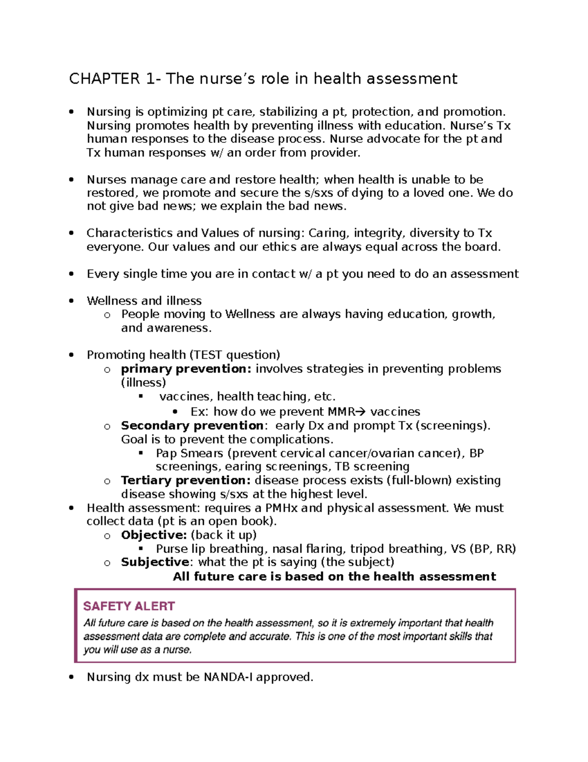 Lecture 1:22:25 - CHAPTER 1- The nurse’s role in health assessment ...