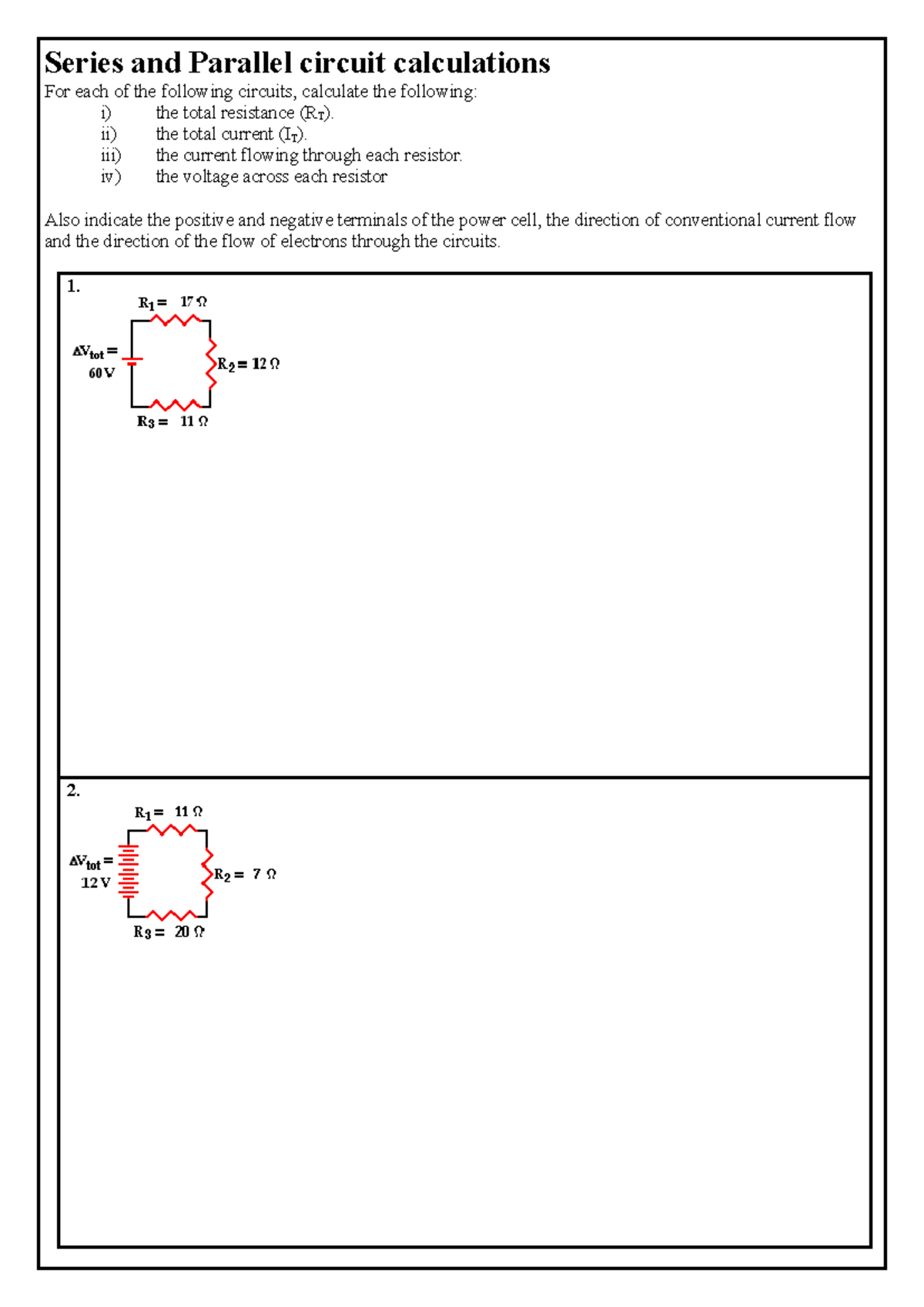 Series and Parallel circuit calculations year 12 - Series and Parallel ...