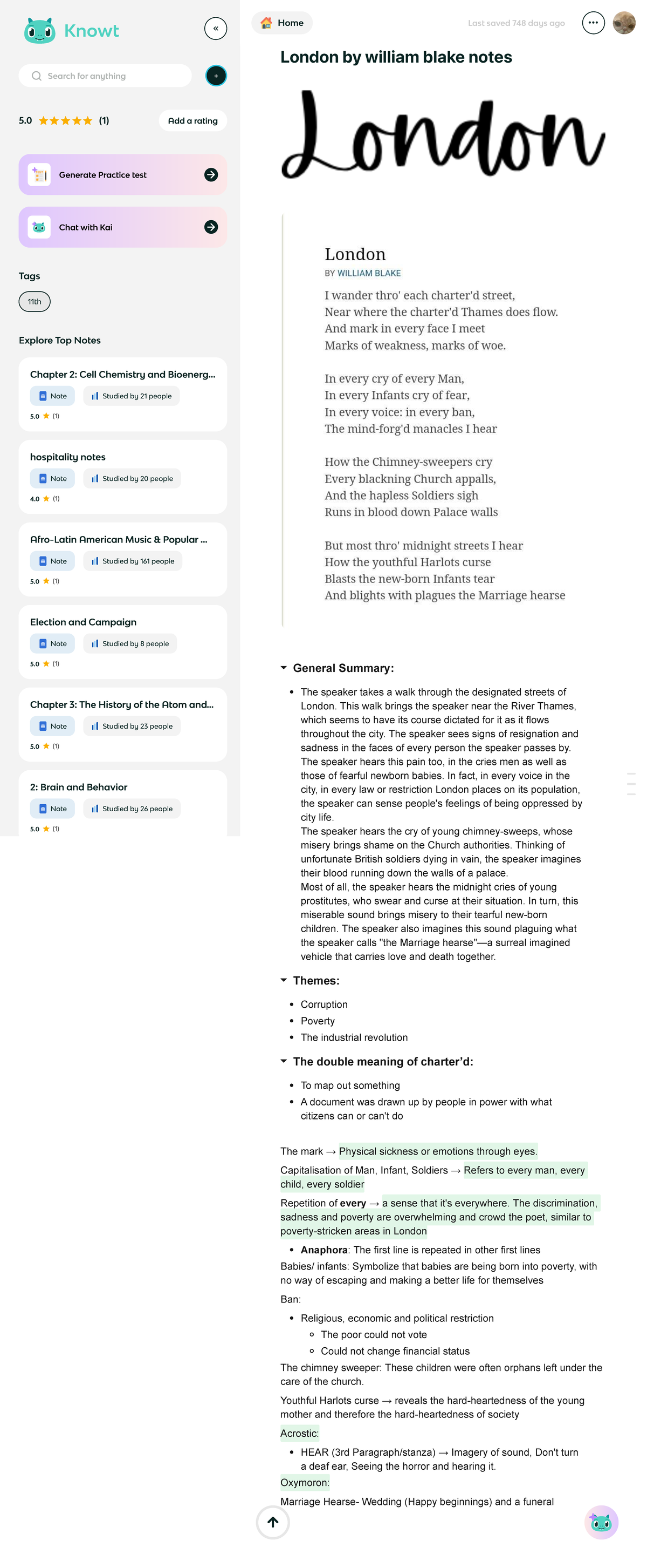 London by William Blake: Detailed Notes and Analysis - Studocu