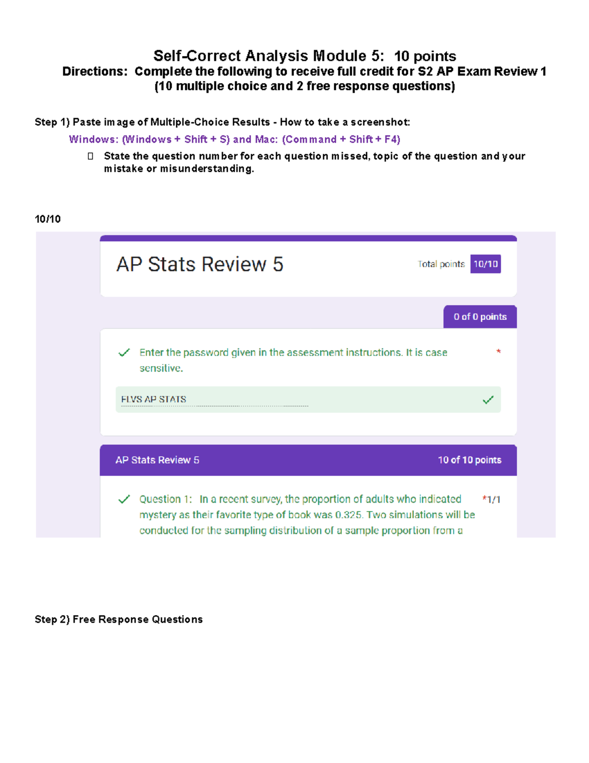 Copy of S2 AP Exam Review 1 Answer Document - Self-Correct Analysis ...