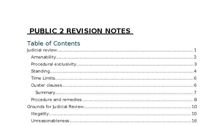 PUBLIC 2 JUDICIAL REVIEW REVISION NOTES - Studocu