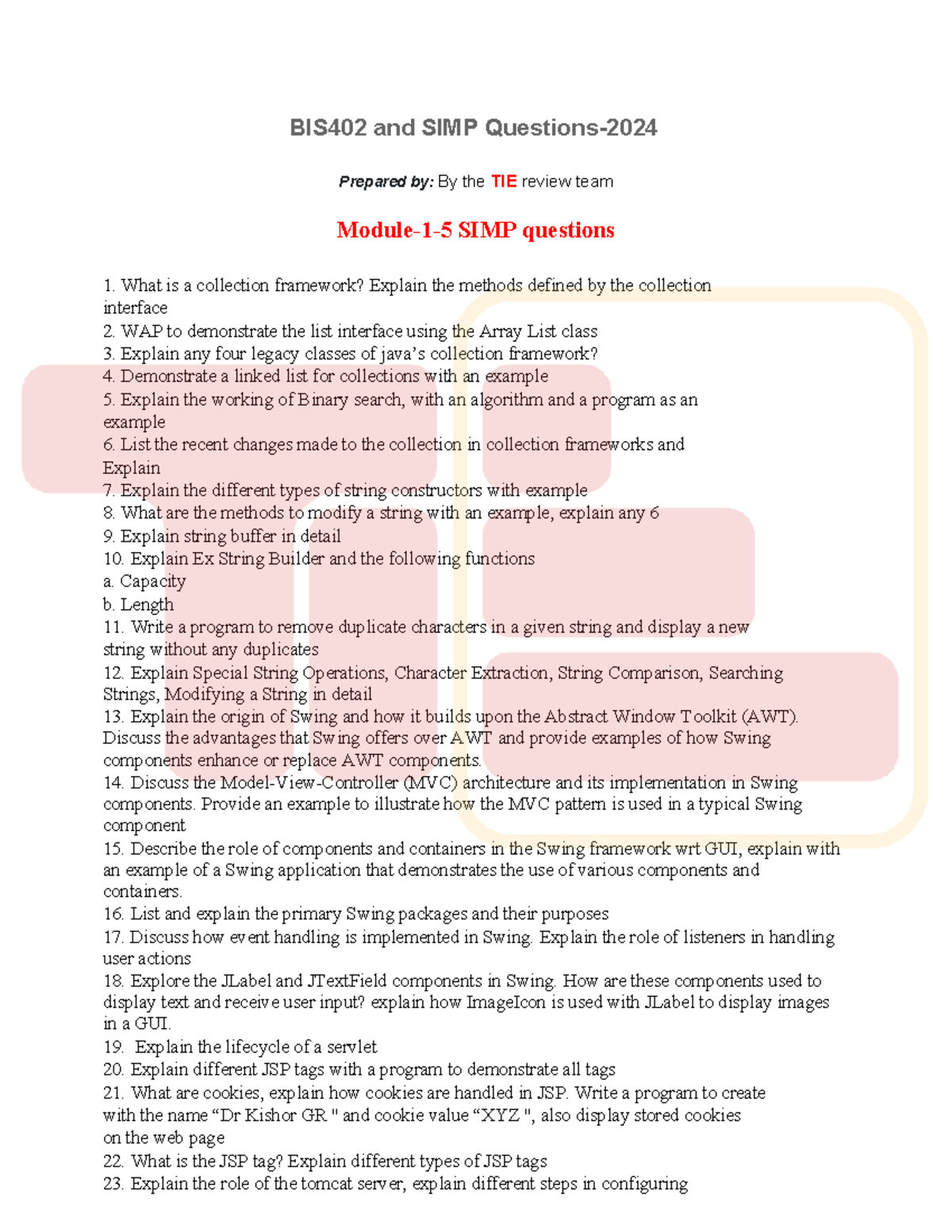 BIS402 SIMP - Comprehensive Notes on Java Collection Framework - Studocu