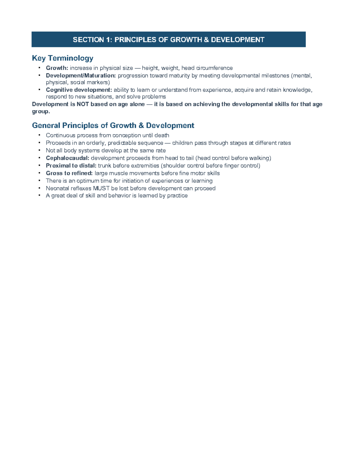 NUR2513 Module 6 Study Guide: Principles of Growth & Development - Studocu