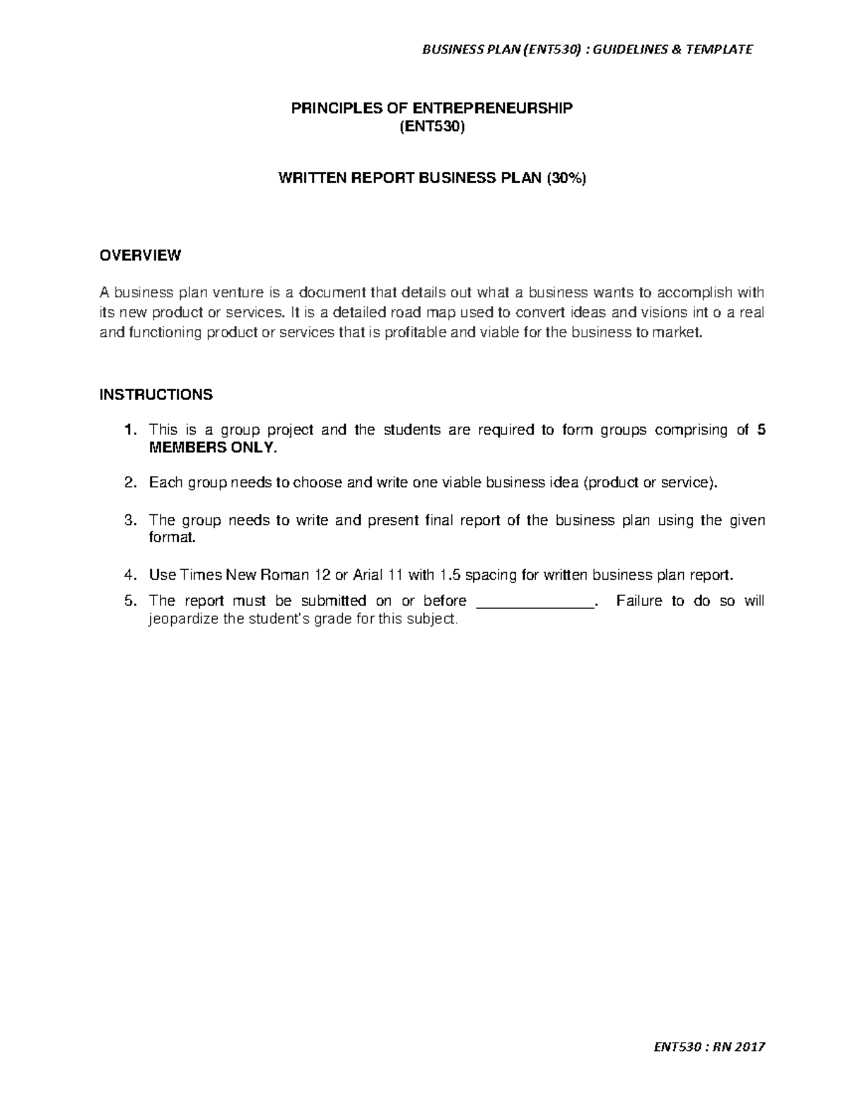 Ent530business-planguidelines-template - PRINCIPLES OF ENTREPRENEURSHIP ...