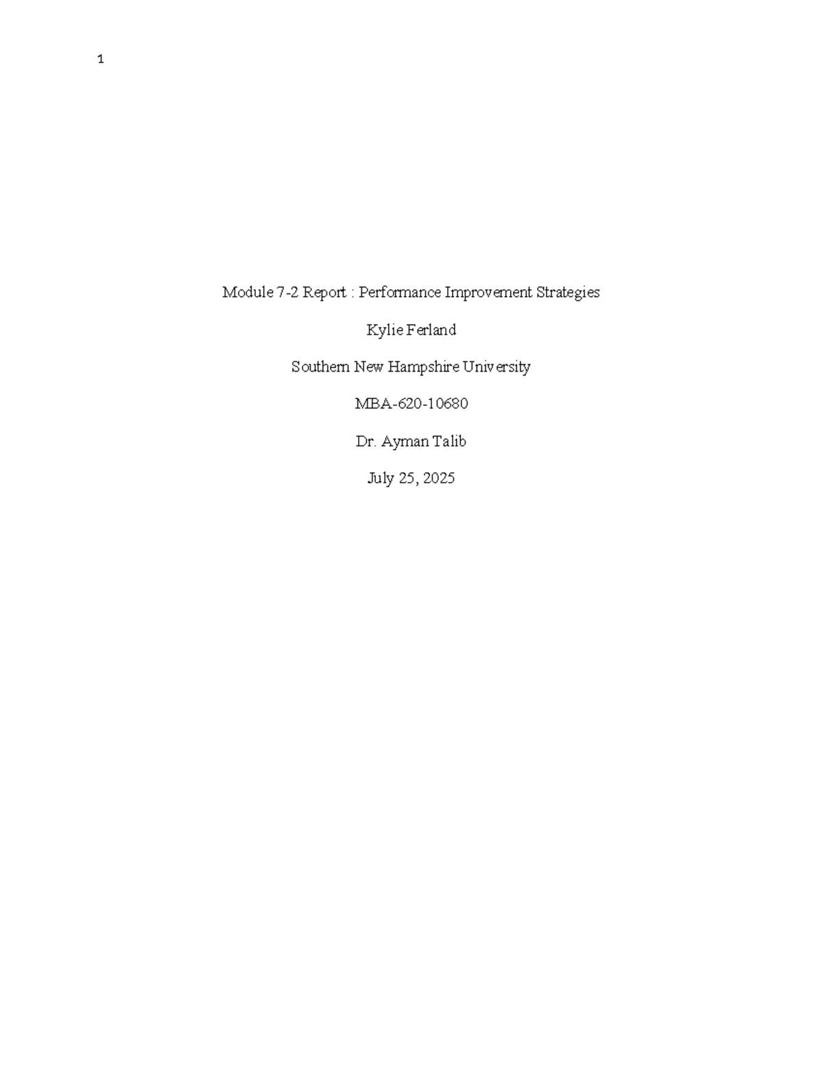 MBA 620 Module 7 Report: Transglobal Airlines' Performance Strategies ...