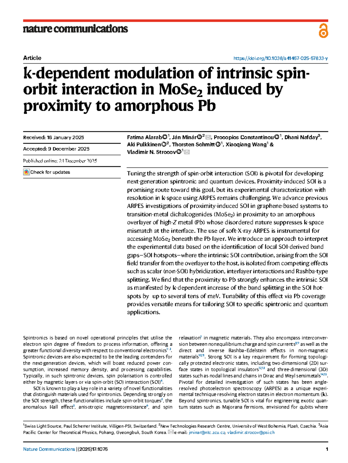 Modulation of Intrinsic Spin-Orbit Interaction in MoSe2 via Amorphous ...