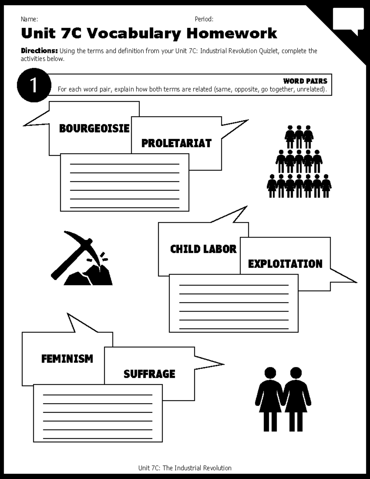 Industrial Revolution Vocabulary HW - Unit 7C Vocabulary Homework Name ...