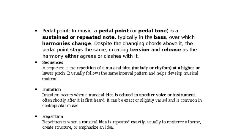 Compositional Techniques in Music: Pedal Points & More - Studocu