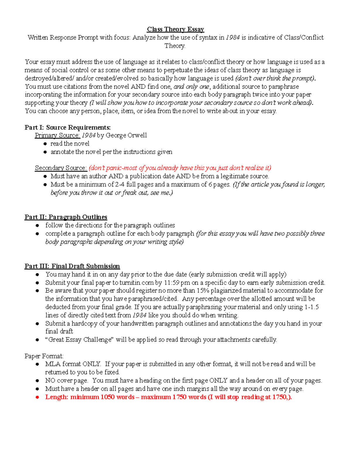 Spring 2023 ENG 1984 Class Theory Essay Response Guidelines - Studocu
