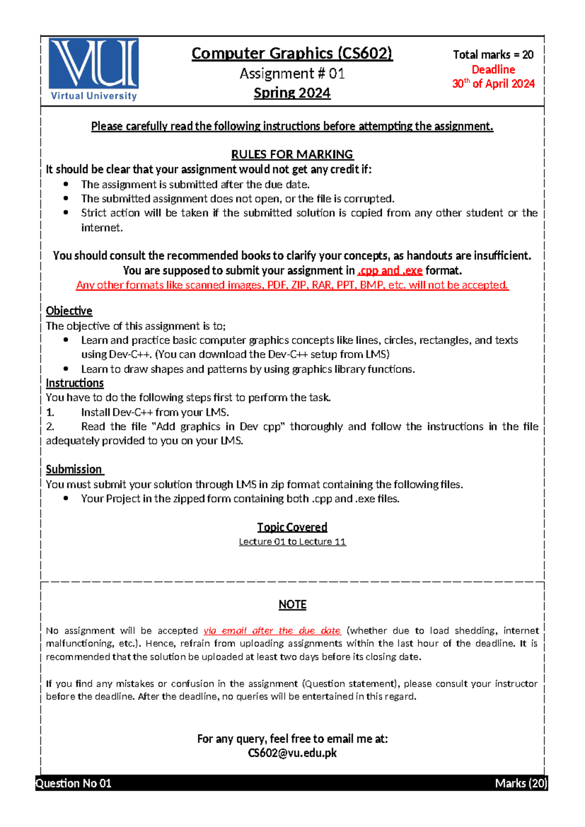 Spring 2024 CS602 Assignment 01 - Computer Graphics Instructions - Studocu
