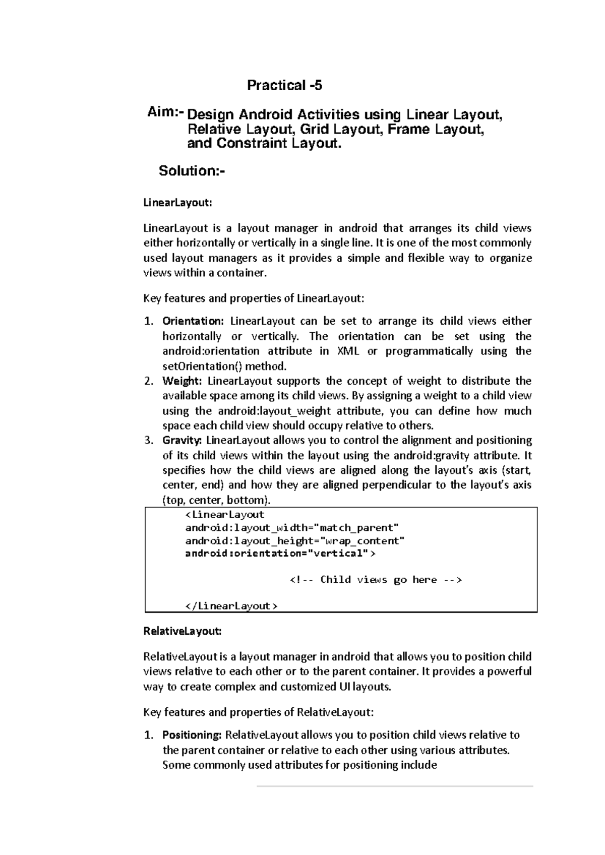 Mobile Application Development (4350703) Practical ADOs: Android ...