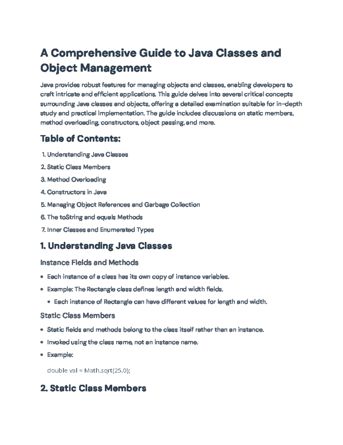 Java Classes and Object Management: A Comprehensive Guide - A ...