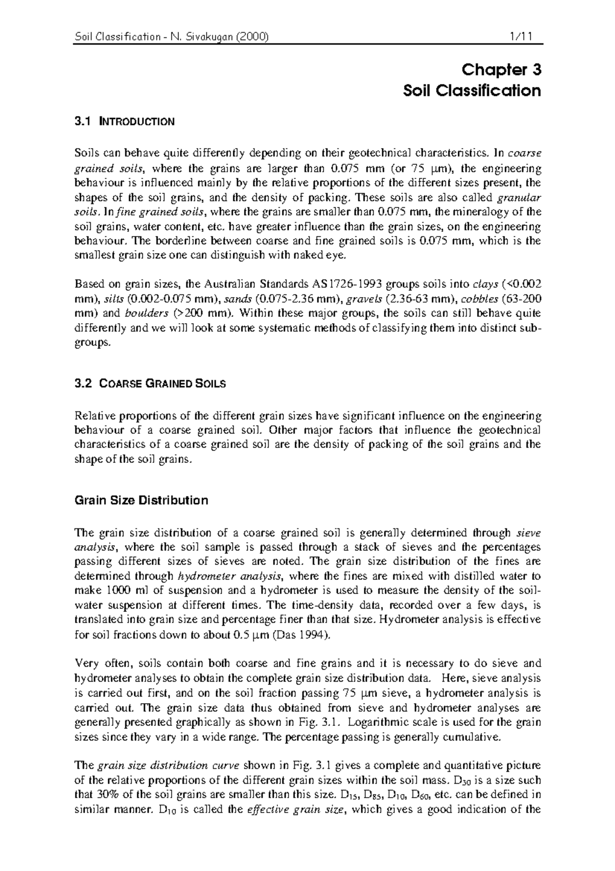 Soil Classification - other - Chapter 3 Soil Classification 3 I ...