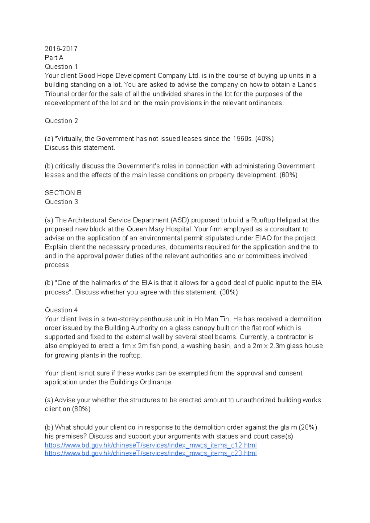 BRE336 Pastpaper - Summation of Development Control Laws and Cases ...