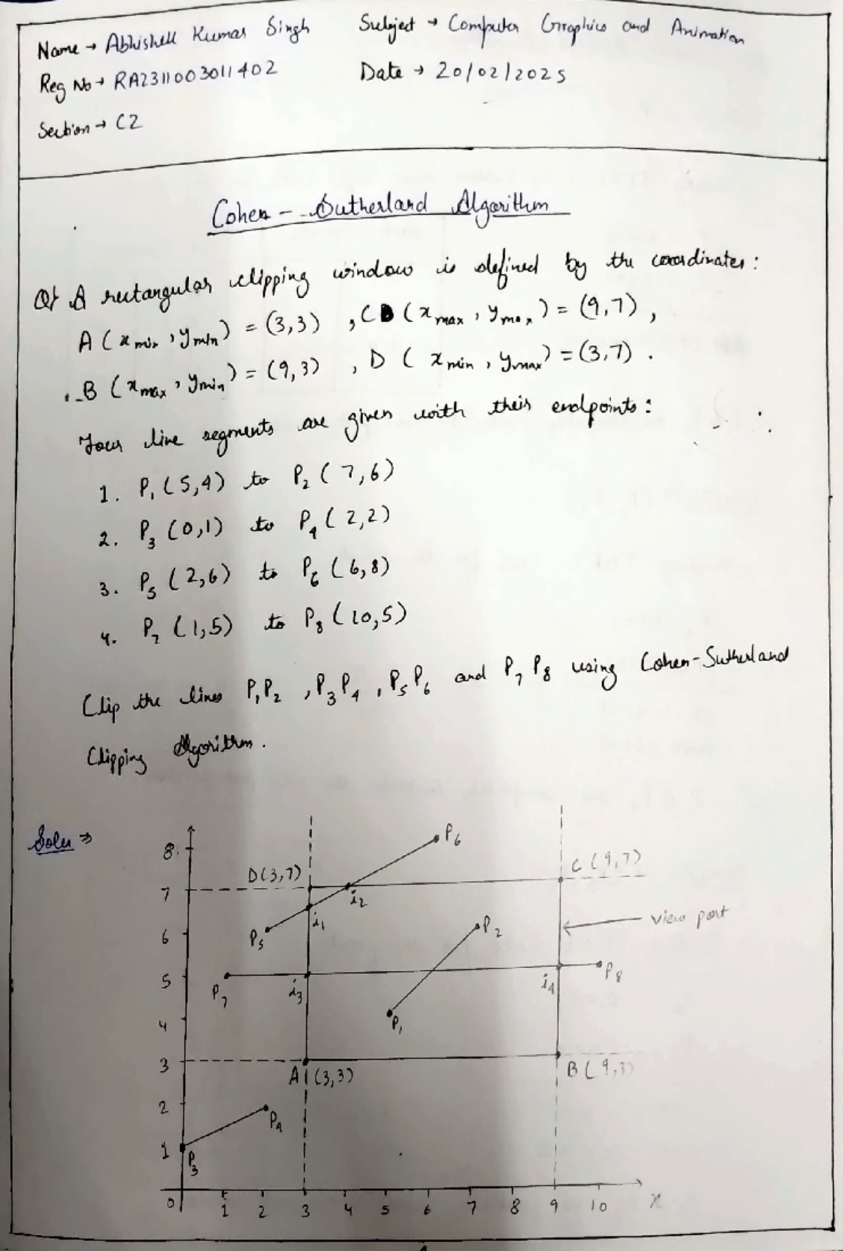 RA2311003011402 CGA Cohen-Sutherland Algorithm - ####### None Abliskal ...