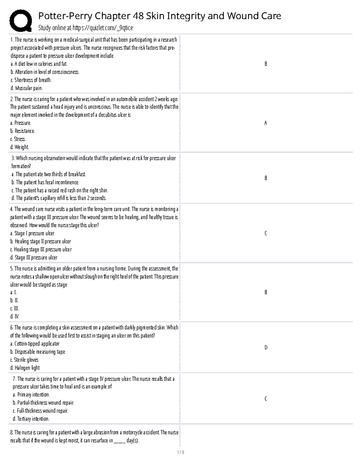 Chapter 48: Skin Integrity & Wound Care Study Guide - Studocu