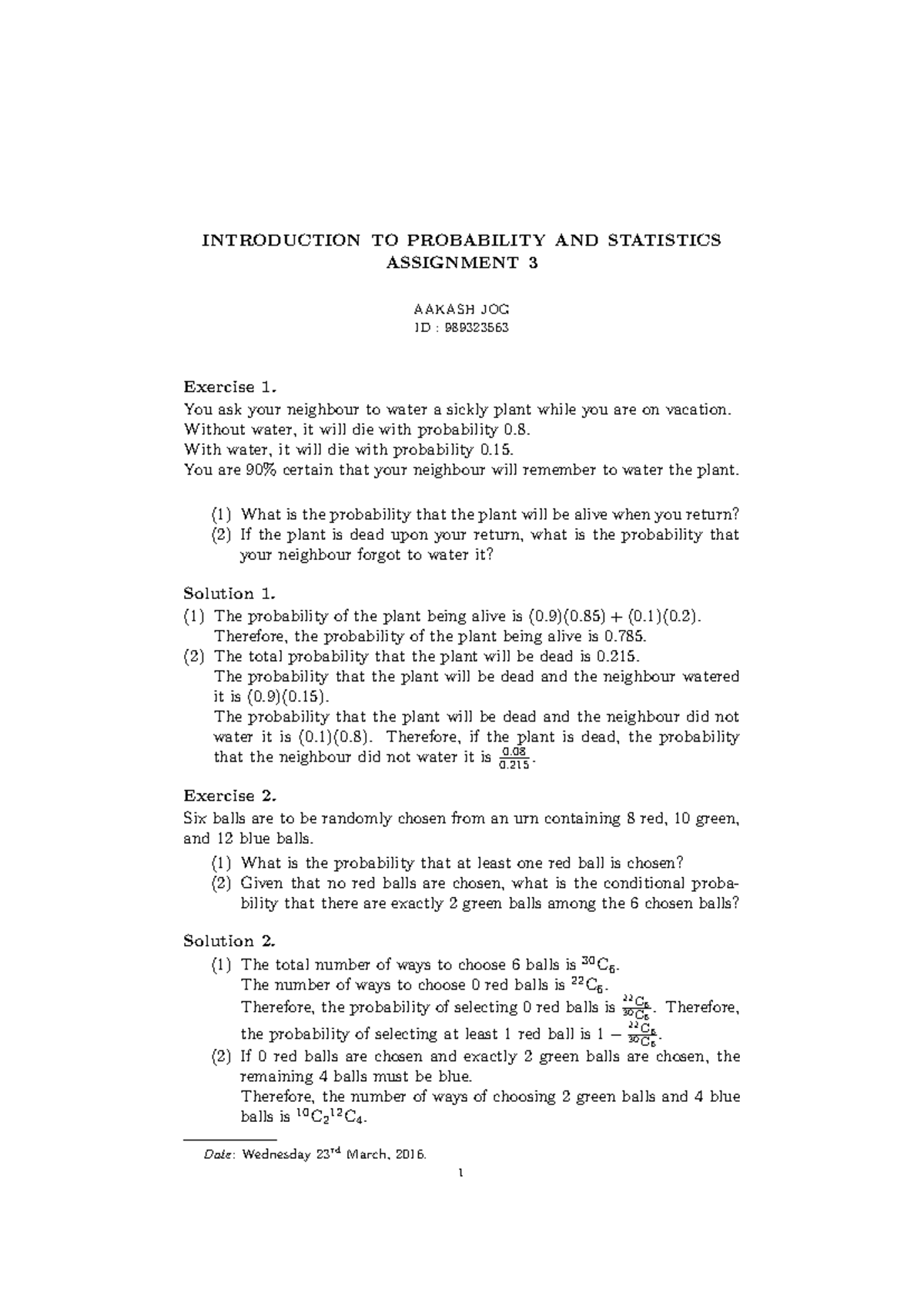 Introduction to Probability and Statistics - Solving Probabilities ...