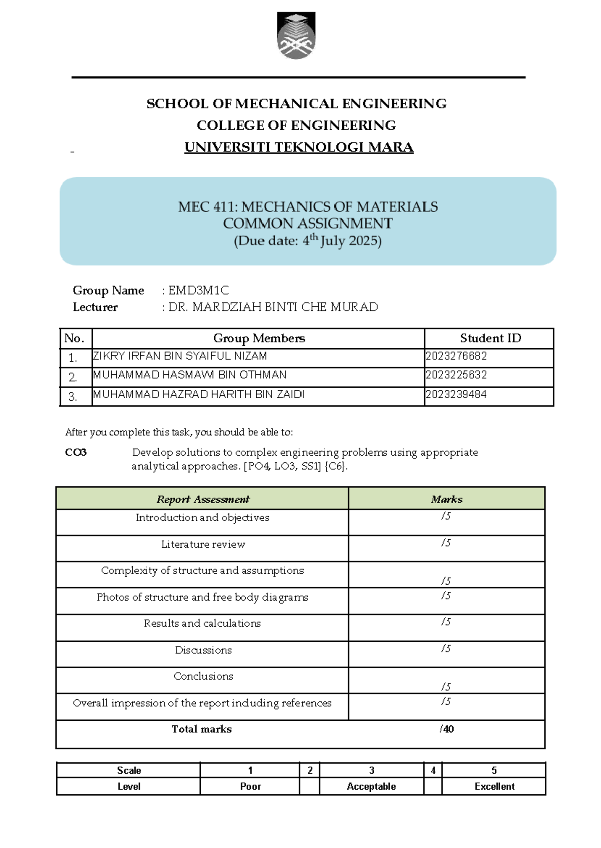 MEC411: Structural Analysis of a Flower Shelf Design (Mar-Aug 25) - Studocu