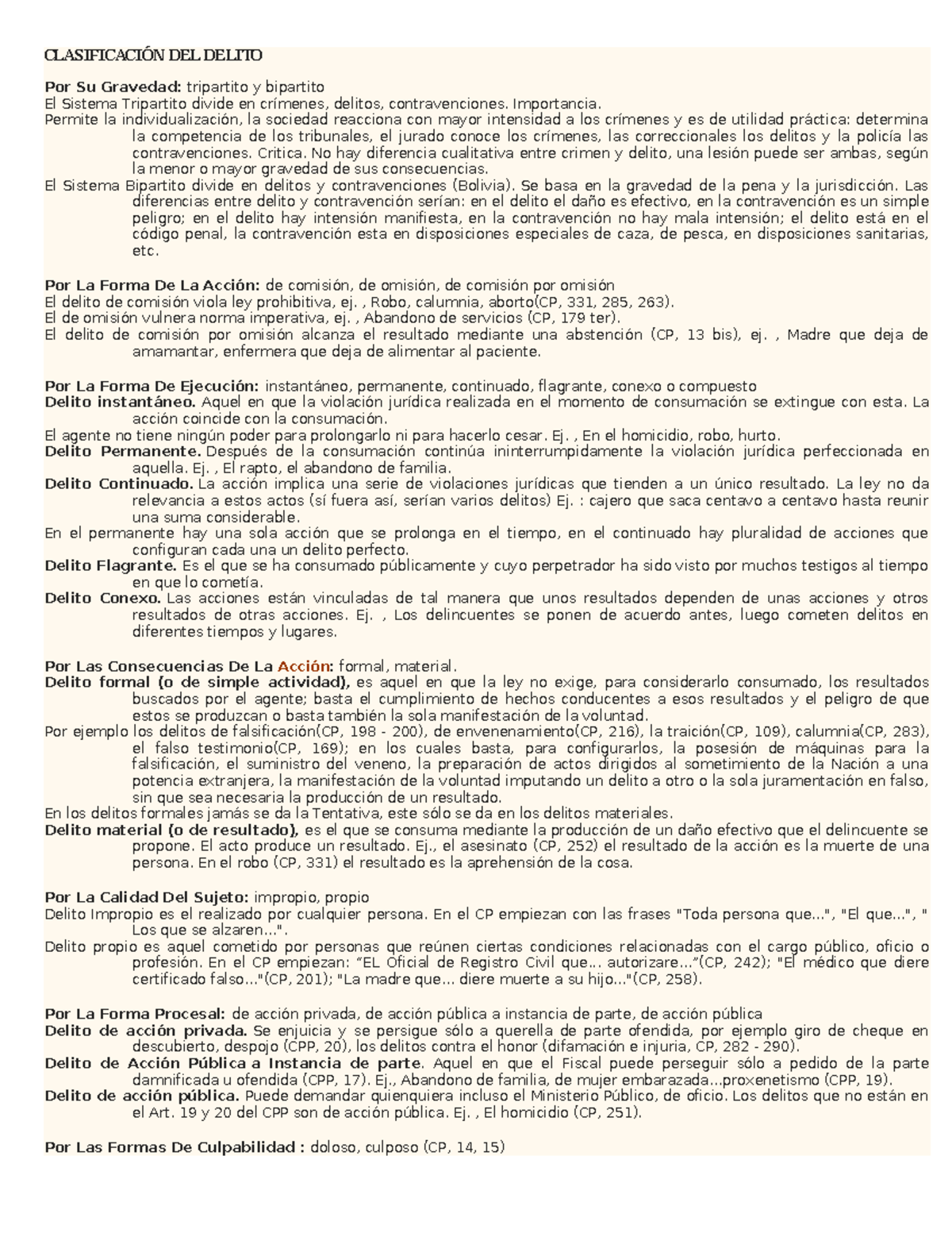 Clasificación del Delito: Análisis Tripartito y Bipartito en el CP ...