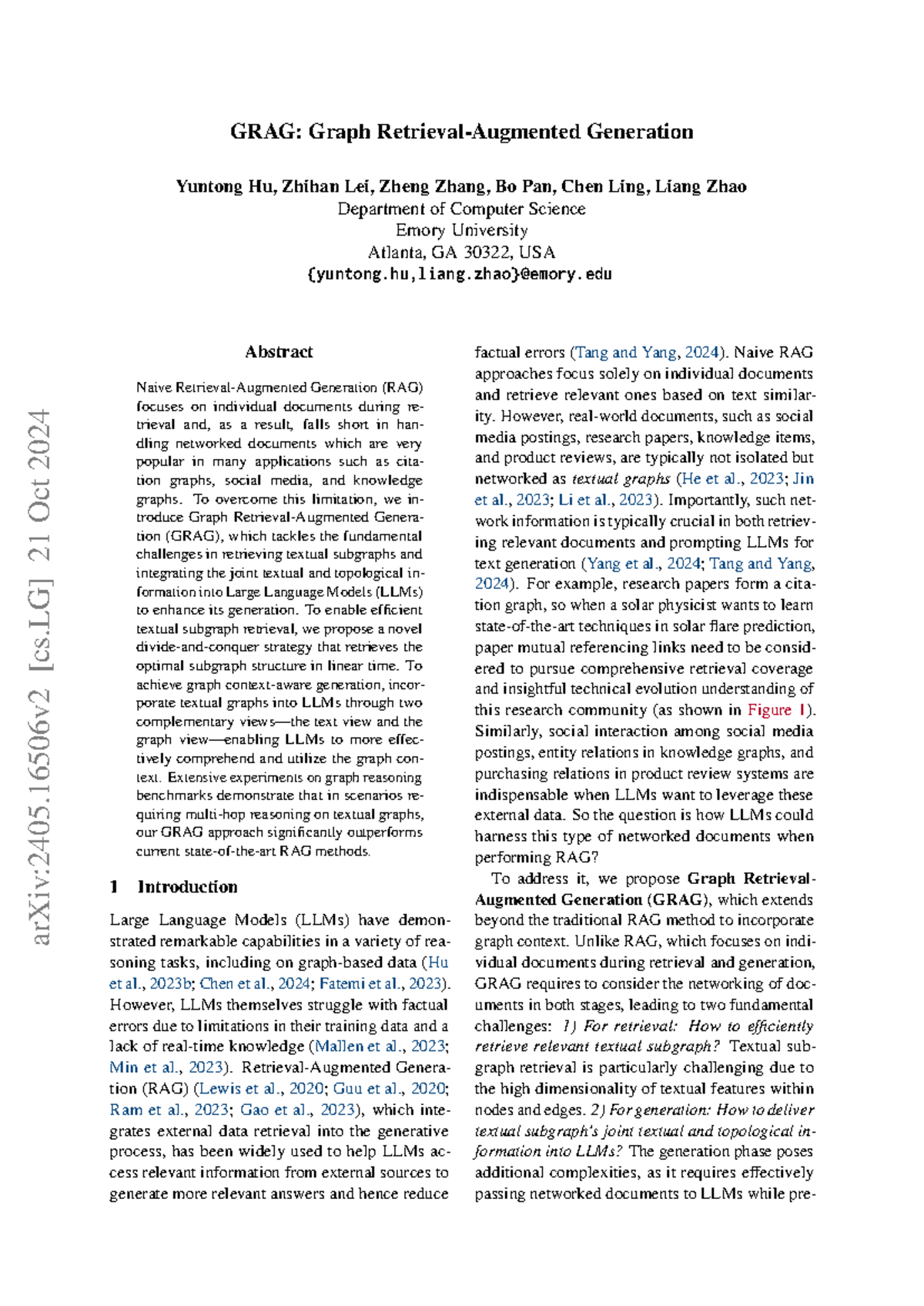 GRAG: Enhancing Graph Retrieval-Augmented Generation for LLMs - Studocu