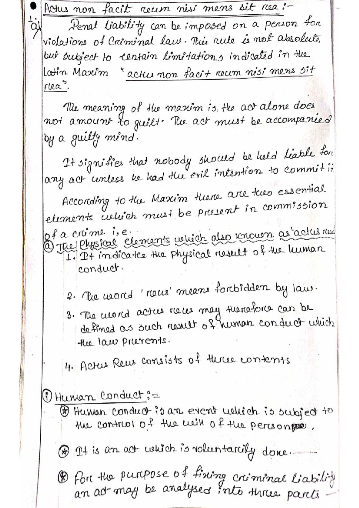 IPC-4TH SEM - Criminal Law: Mens Rea and Liability Concepts - Studocu