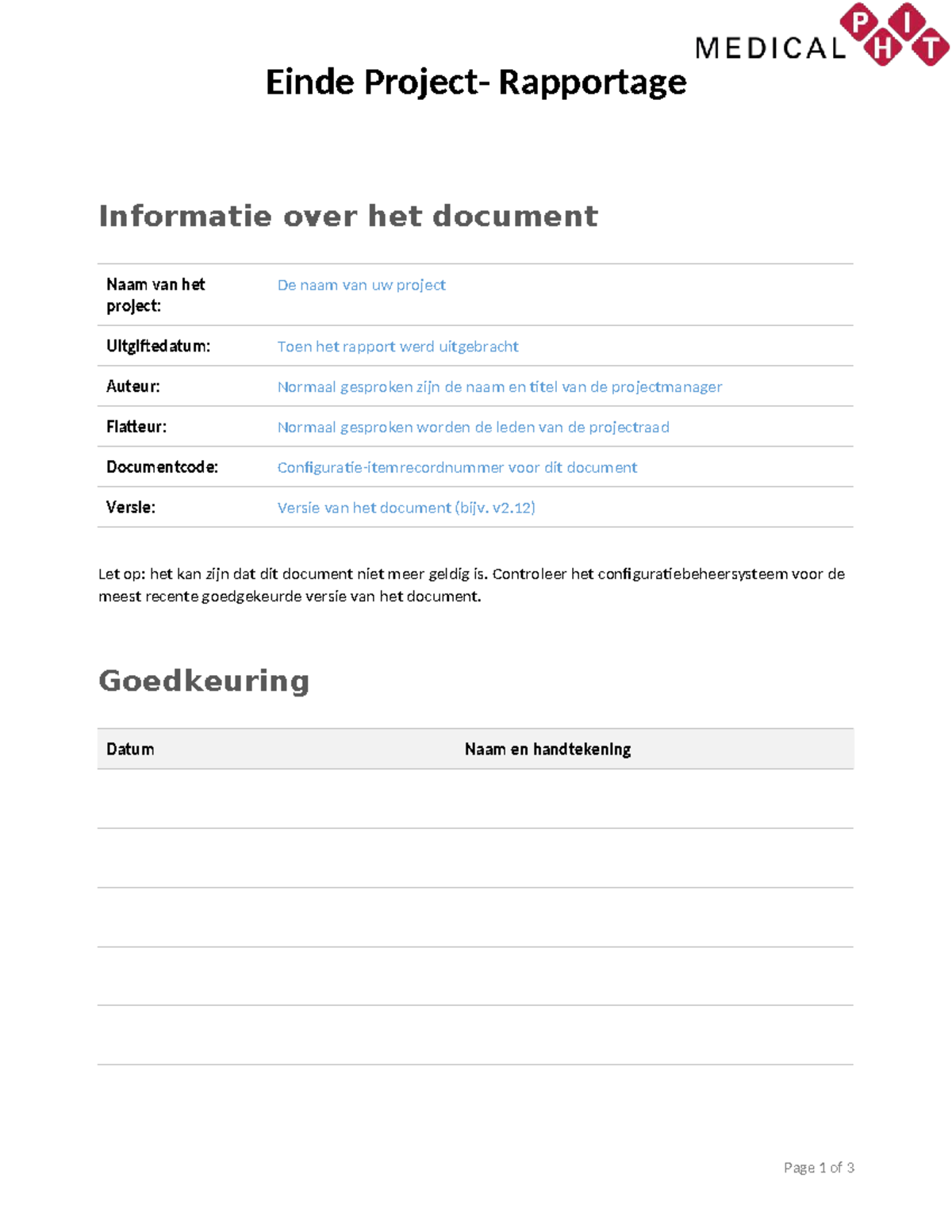Einde Project Rapportage - Prince2 Template v2.12 - Studeersnel