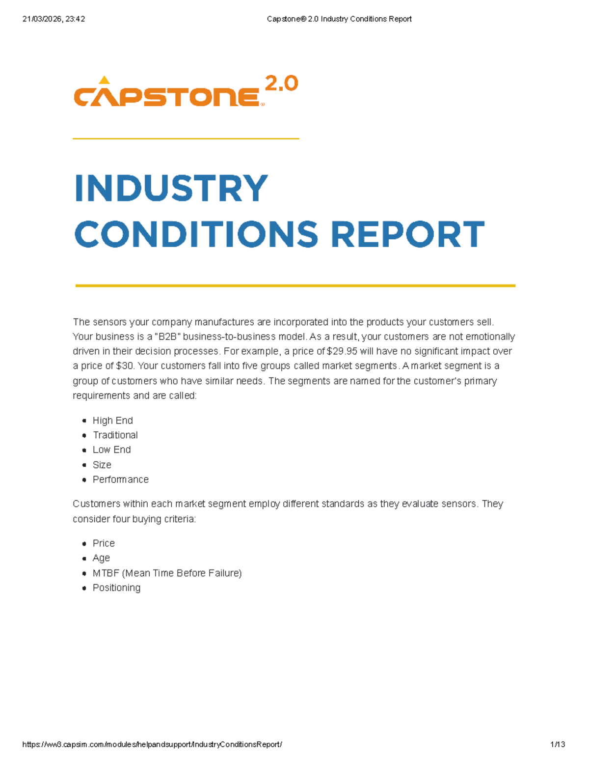 23:42 2.0 Industry Conditions Report: Market Segments & Buying Criteria ...