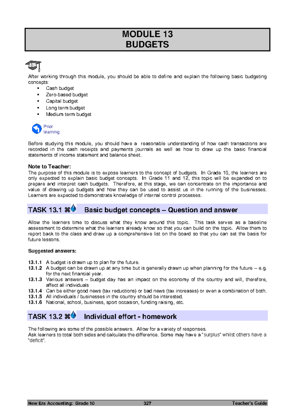 Teacher MOD 13 - Comprehensive Budgeting Concepts and Assumptions - Studocu