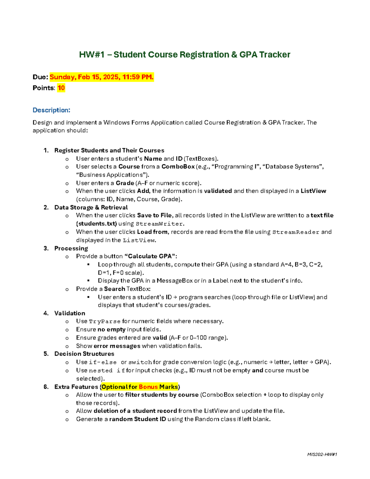 Course Registration GPA Tracker App - HW#1 - Studocu