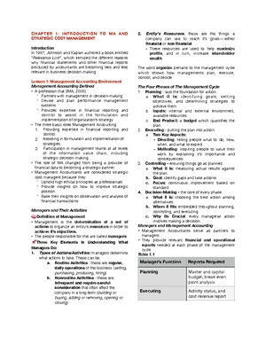COST 1-3: Understanding Management Accounting and Cost Concepts - Studocu