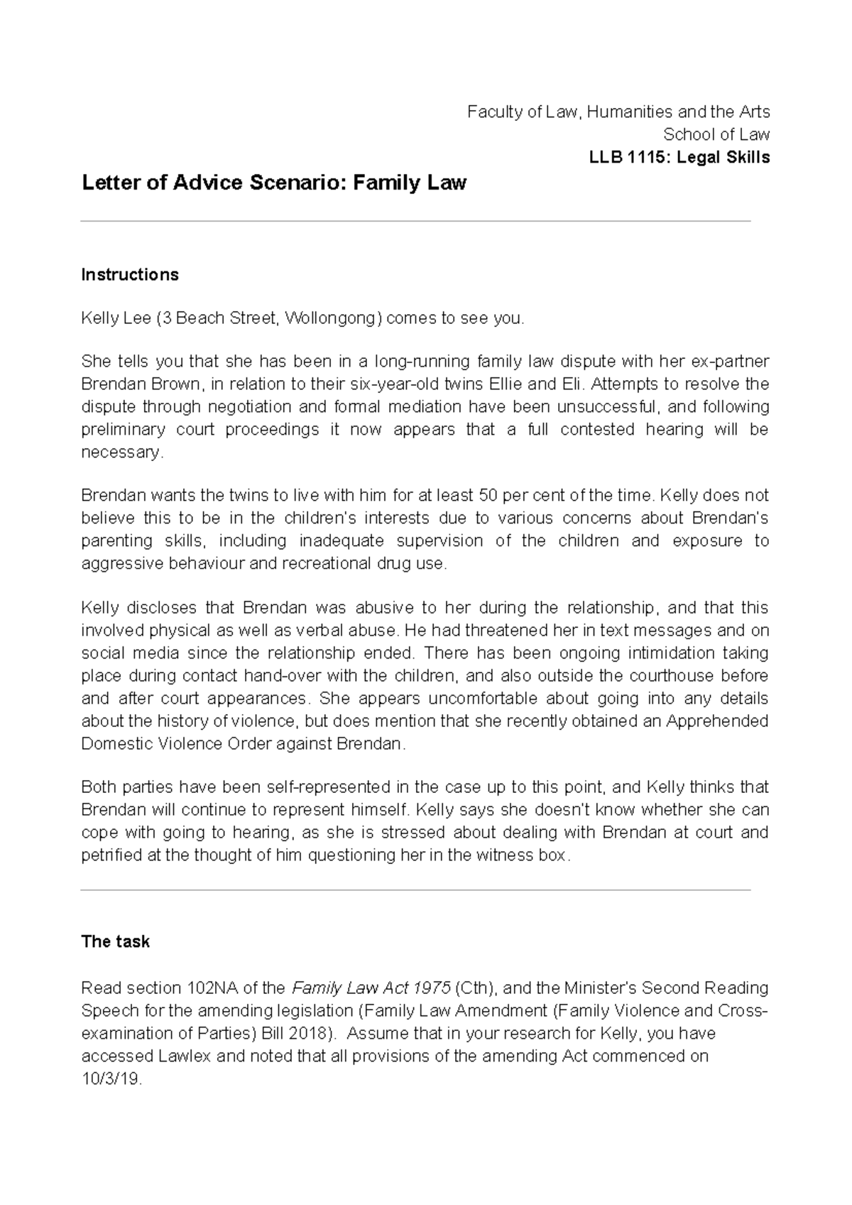 LLB Family Law Letter of Advice: Protections Against Crossexamination ...