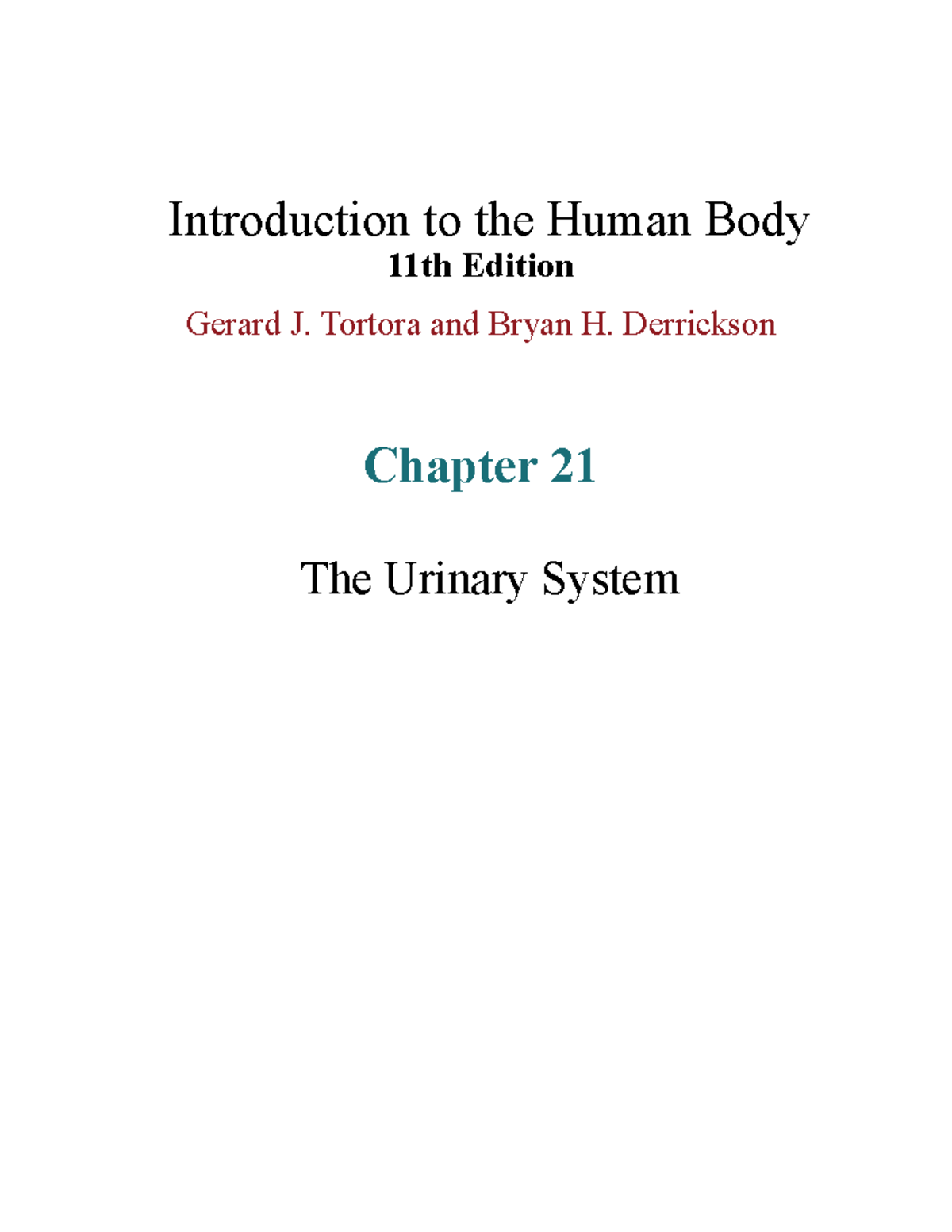 Ch21: Overview of the Urinary System in Human Anatomy - Studocu