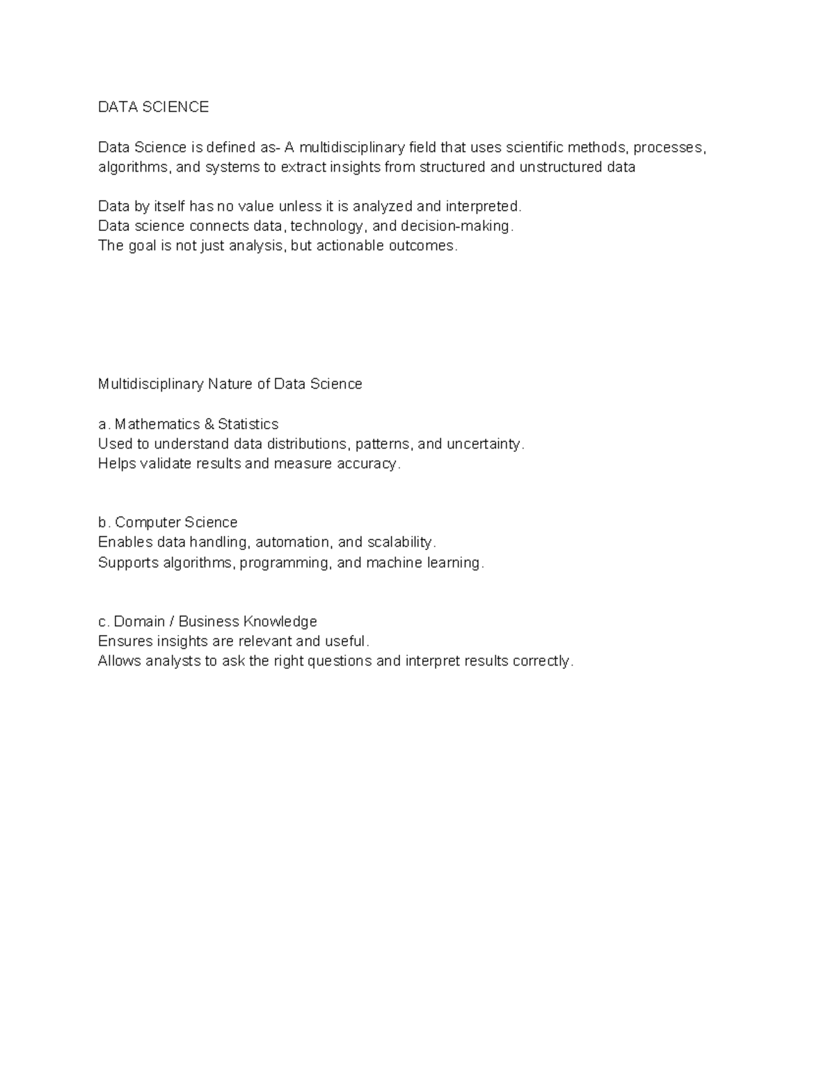 DATA SCI 101: Understanding the Multidisciplinary Nature of Data ...