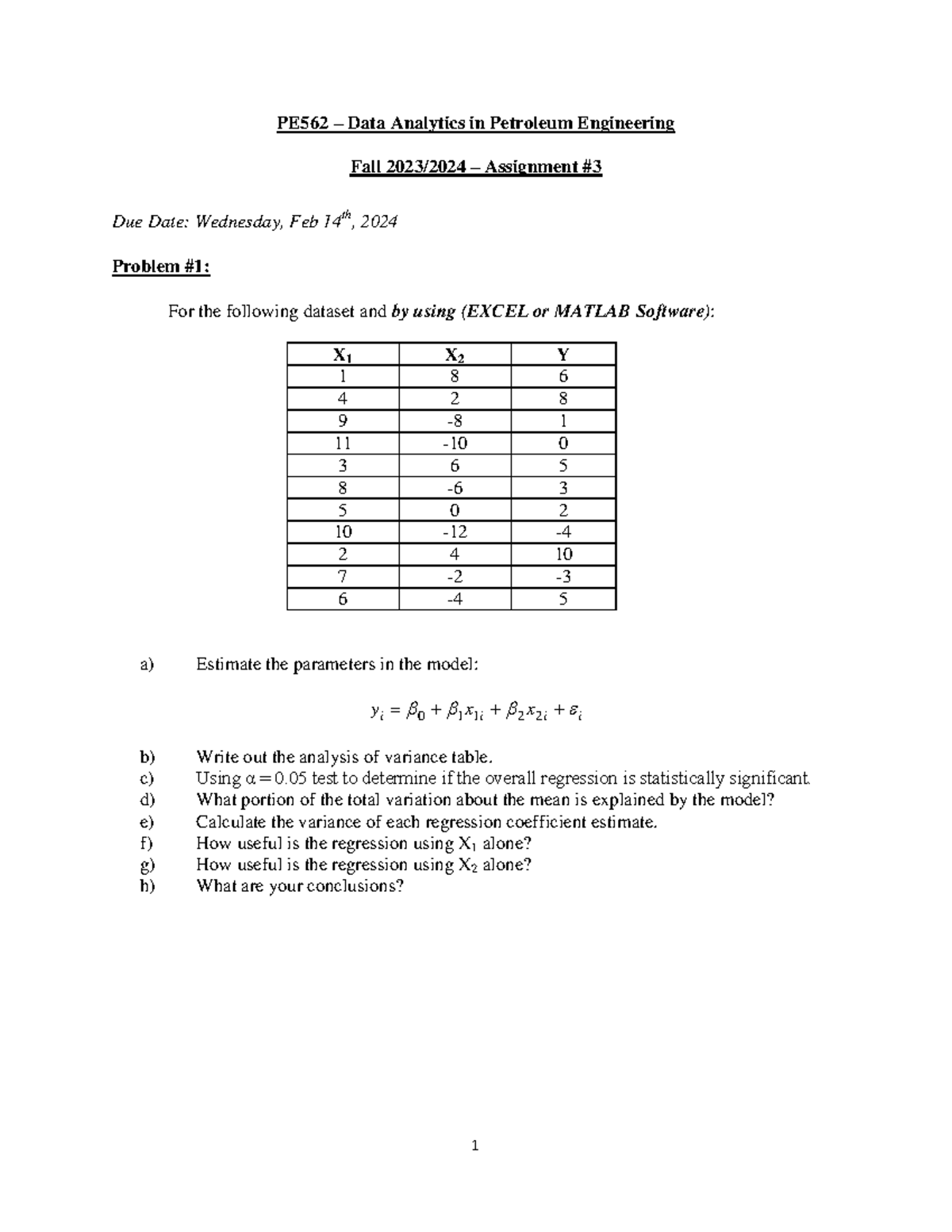 Asst3 - Homework - 1 PE562 – Data Analytics in Petroleum Engineering ...