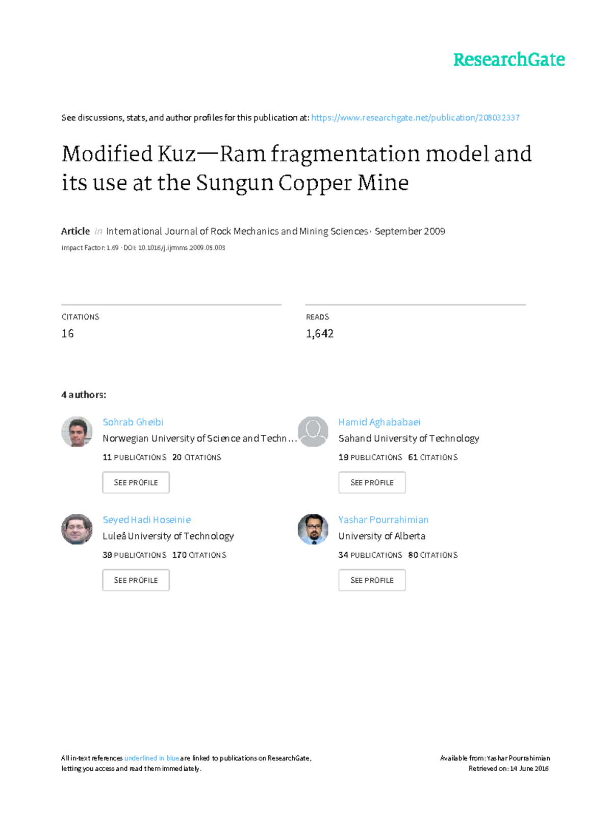 Modified Kuz-Ram Model Application at Sungun Copper Mine - Studocu