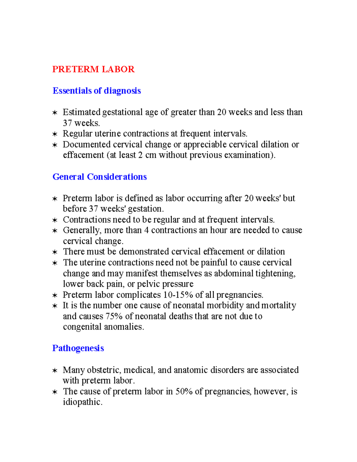 Preterm Labor (OBGYN 101): Essentials of Diagnosis and Management - Studocu