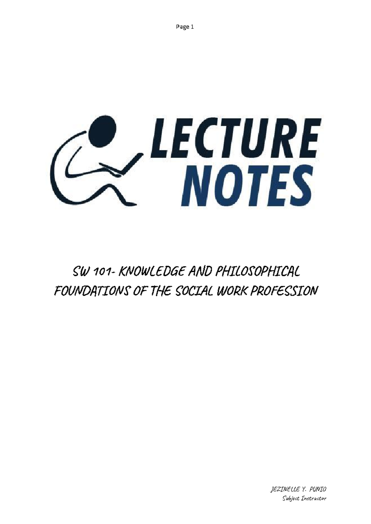 SW 101: Knowledge and Philosophical Foundations of Social Work - Studocu