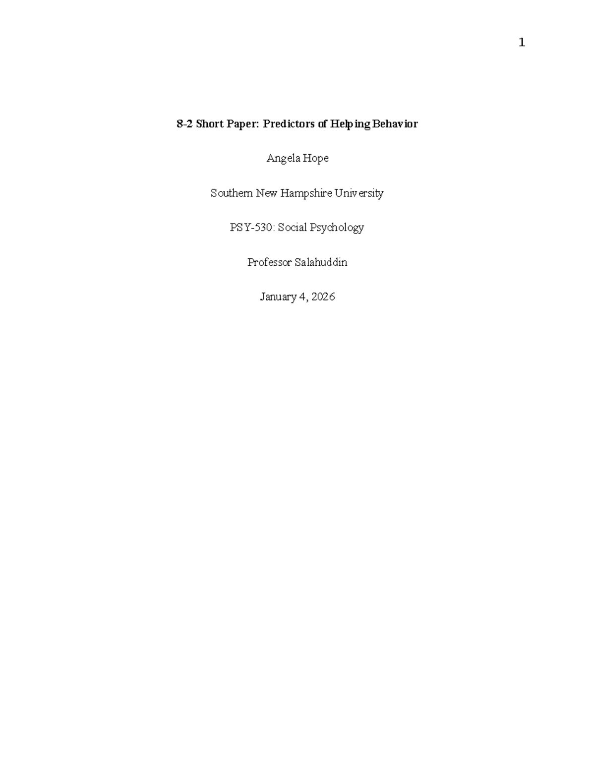 8-2 Short Paper: Factors Influencing Helping Behavior - Studocu