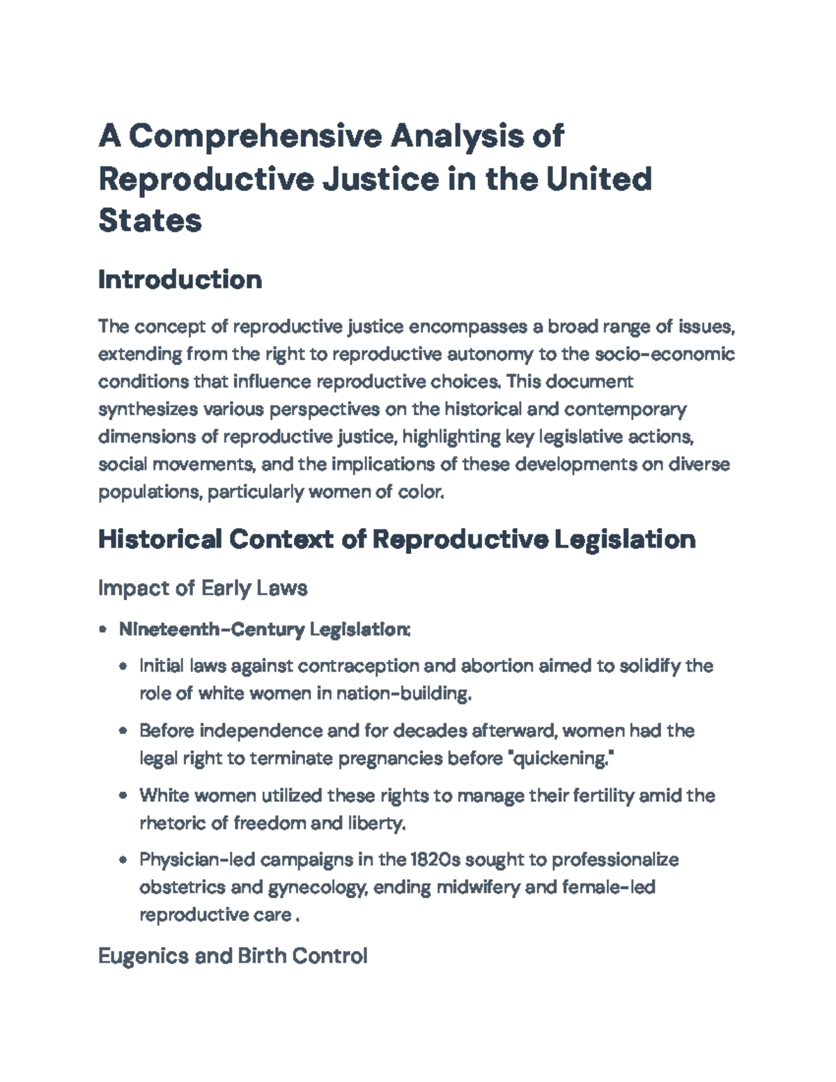 Reproductive Justice in the U.S.: Historical & Contemporary ...