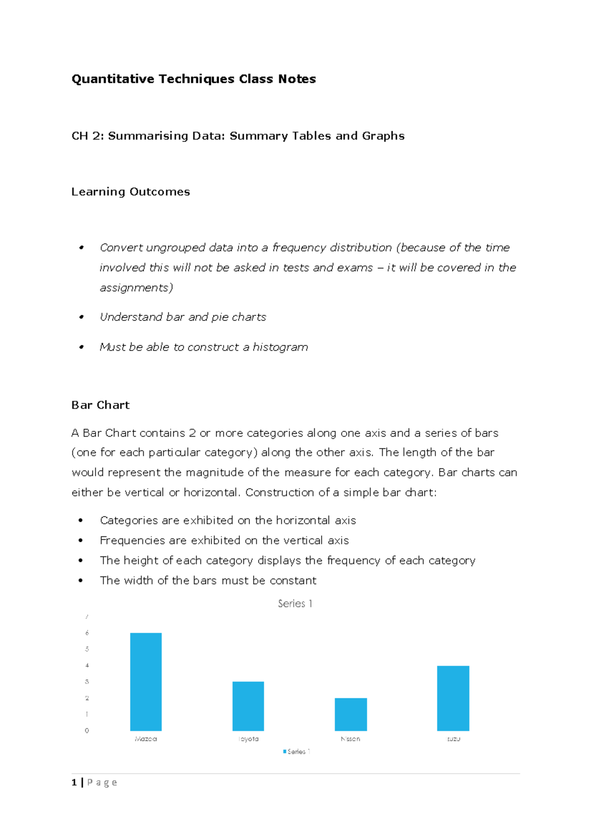 Quantitative Techniques: Unit 2 - Summarizing Data with Charts and ...